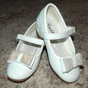 STELLE toddler girls size 7 white sequin bow strappy dress heels